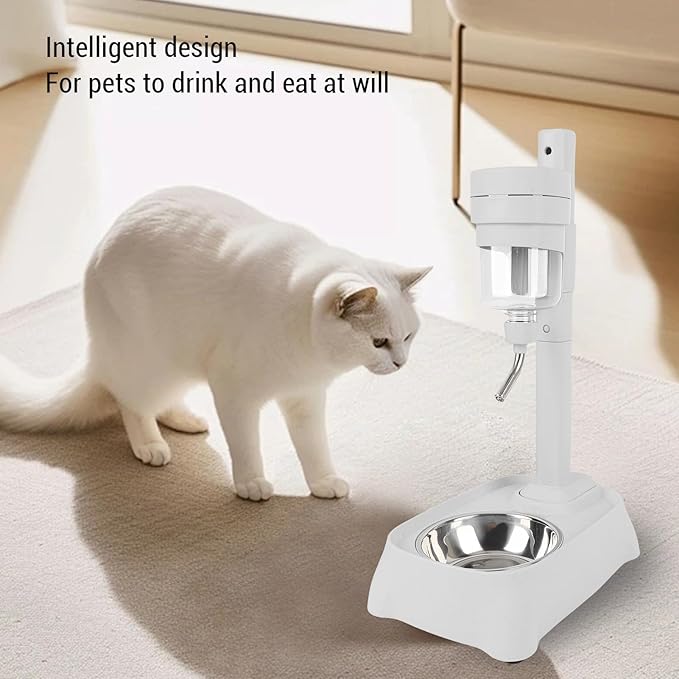 Sorandy Pet Standing Water Dispenser, Automatic Dog Cat Feeder Water Dispenser, 500ml Detachable Adjustable Small Dog Cat Feeding Liquid Bowl Set, for Small Animal Puppy Pussy Rabbit (Elegant Gray)