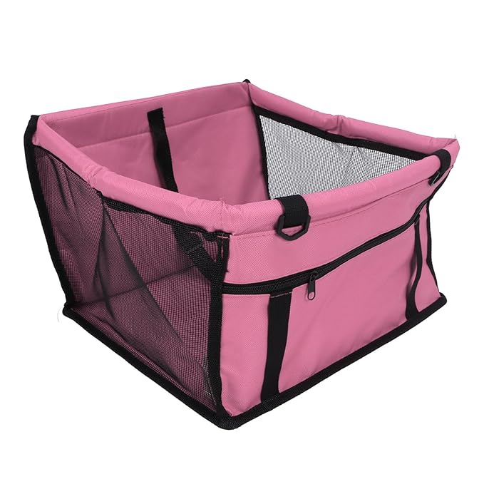 Stable Dog Car Seat, Portable Pet Booster Car Seat with Safety Leash, Waterproof Breathable Prevent Slip Dog Car Basket for Puppy Cat, Car Pet Supplies (Pink)