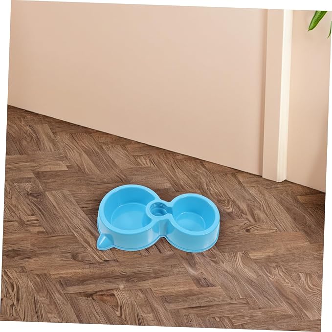 Hemoton Double Dog Cat Bowls with Attachable Water Bottle Automatic Pet Feeder for Cats Dogs Puppies and Kittens Durable Material Easy to Dual Bowl Design for Hydration