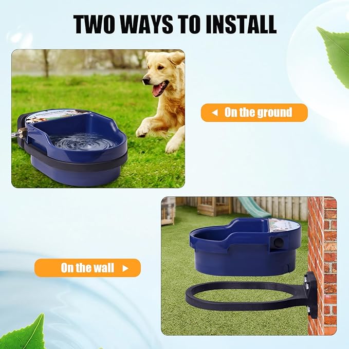 Automatic Dog Water Bowl Wall-Mounted Water Dispenser for Dogs 2L Space Saving Outdoor Water Bowl Dispenser Dog Waterer with Float Valve for Chickens Dogs