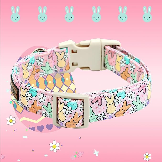 Lionheart glory Easter Dog Collar Colorful Collar for Medium Dog Collars Easter Egg Print Dog Collars Spring Female or Male Pet Gift Adjustable Heavy-Duty Holiday Dog Collar Plastic Buckle
