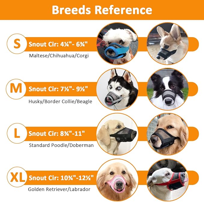 Mayerzon Dog Muzzle with Adjustable Strap to Prevent Biting Fierce Barking and Chewing, Air Mesh Breathable Pet Muzzles for Small Medium Large Dogs