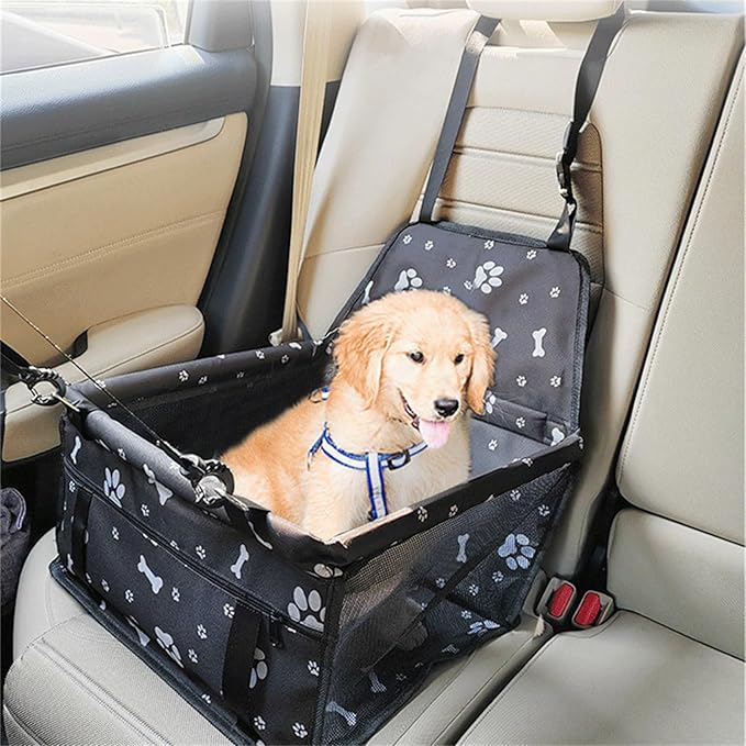 ASkinds Dog Car Seat Puppy Portable Pet Booster Car Seat with PVC Support Pipe, Anti-Collapse Elevated Car Seat for Small to Medium Dogs Cats Pets(Black)