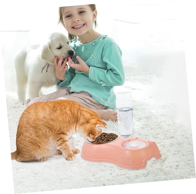 1set Automatic Dual Pet Feeder and Water Dispenser Convenient Two-one Pet Feeding Bowl for Cats and Dogs Easy to Monitor Refillable Water and Food Capacity for Busy Owners