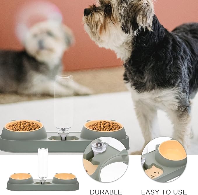 Cat and Dog Feeder Automatic Feeder and Drinker Double Bowl Pet Food Dispenser Easy to Use Safe for Pets Random Style