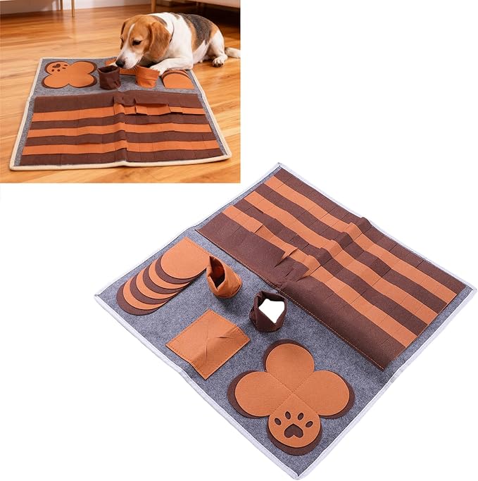 HEEPDD Dog Snuffle Mat, Interactive Feeding Toy Slow Feeder for Dogs with Rugged Felt Fabric, Enrichment Nose Work Scent Training Pad for Small Medium Large Pets, 22.64x22.64in