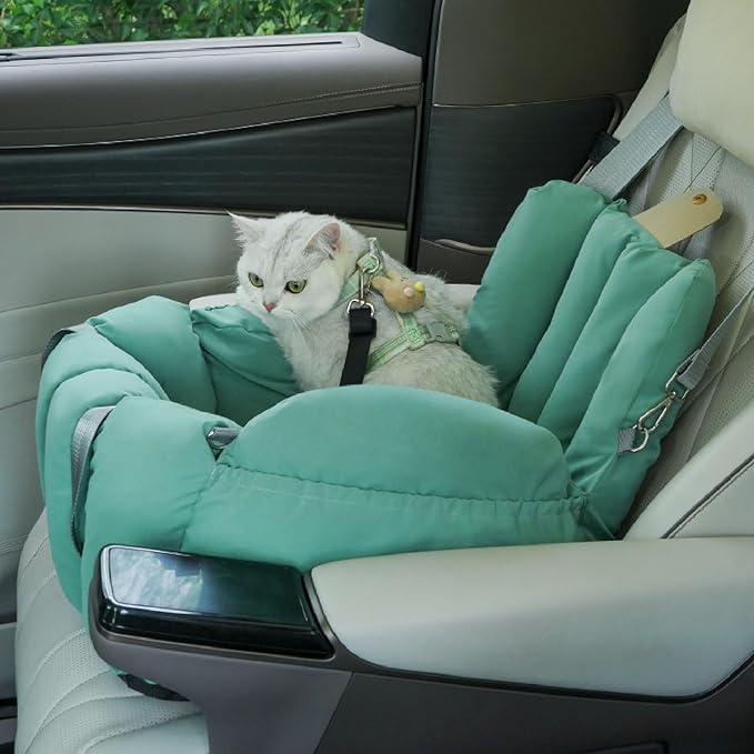 Small Dog Car Seat, Easy to Clean Closed Design Warm Dog Booster Seat Blanket with Portable Handle for Cats Dogs (Green)