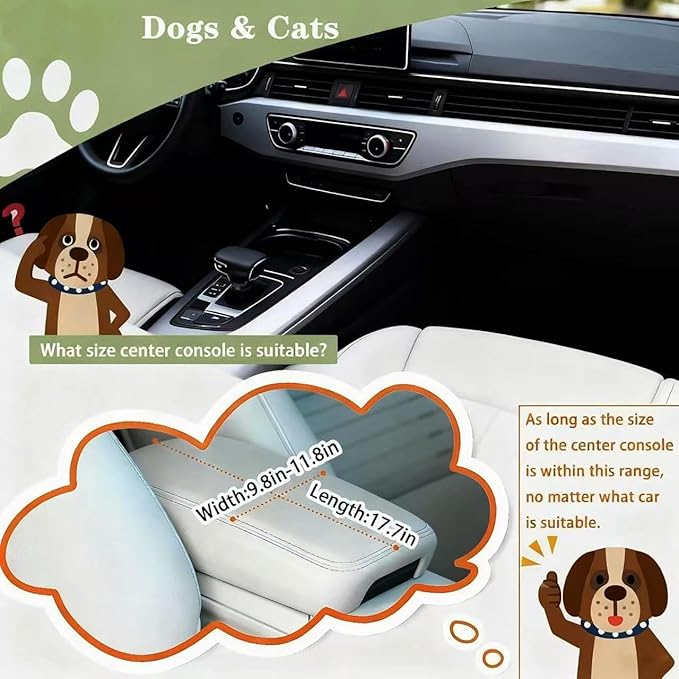 Cullaby Console Dog Car Seat for Small Dogs - Anti-Collapse Center Console Armrest Booster Seat, Sturdy Pet Travel Seat with Safety Tether, Cozy Washable Cushion, Puppy Up to 15lbs (Colorful Stripes)