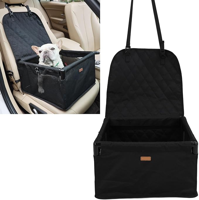 Breathable and Comfortable Dog Car Seat, Detachable Washable Dog Booster Seat, Multi Functional Pet Travel Bed with Safety Belt, Pet Car Seat for Small Medium Dogs Cats