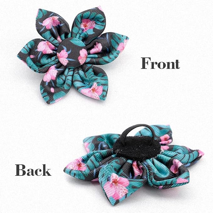 Flower Custom Dog Collar Printed Pet Nylon Dogs Collar Personalized Chihuahua Puppy Collars for Small Medium Large Dog Green L