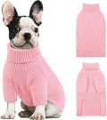 KOESON Dog Sweaters, Warm Medium Dog Sweater Girl and Boy, Turtleneck Christmas Sweaters for Medium Size Dogs, Easy On Pet Xmas Sweaters with Sleeves for Beagle, Dachshund, Boston Terrier, Pink, M
