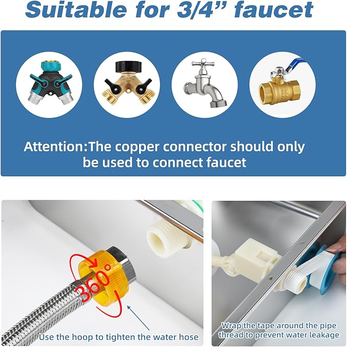 YUEPET 3 Gallon Auto Dog Water Bowl Dispenser Outside Automatic Water Dispenser for Large Dogs Stainless Steel Auto-Fill Dog Waterer Feeder with Float Valve for Pets Indoor Outdoor Use