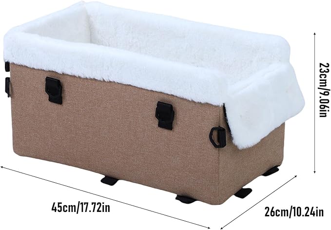 Center Console Dog Car Seat, Soft Pet Car Seat for Small Dogs, Pets Cats Armrest Middle Console Travel Carrier for Trucks SUVs (Khaki)