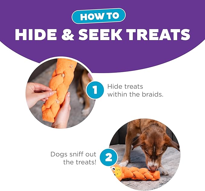 Outward Hound by Nina Ottosson Twistiez Interactive Plush Dog Treat Puzzle, Dragon, Orange
