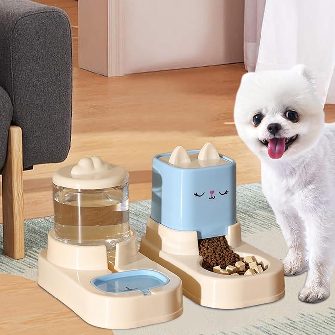 Automatic Cat Feeder, Auto Fill Cat Water Bowl, Cat Food Dispenser, Anti-Slip Automatic Pet Waterer, Large Capacity Cat Water Dispenser, Cute Dog Feeding Bowls (B)