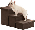Love's cabin Dog Stairs for High Bed 18" H,Foldable Pet Stairs for Small Medium or Large Dogs Puppy with Storage for Bed or Couch,Cat Dog Steps Ramp with Zip up to 200 lbs(Coffee,3 Steps no Condo)