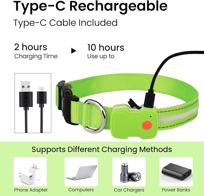 MASBRILL Light Up Dog Collar - RGB LED, Rechargeable, Water-Resistant Glow Up Night Walking Collar for Small to Large Dogs