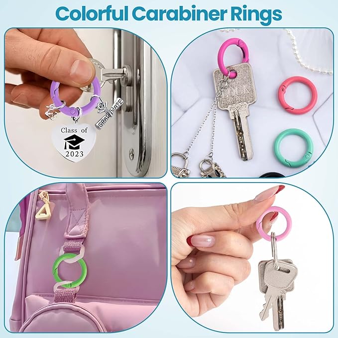 Spring O Rings,Round Spring Snap Keyring, Metal Carabiner Clips for Keychain Handbag Purse Dog
