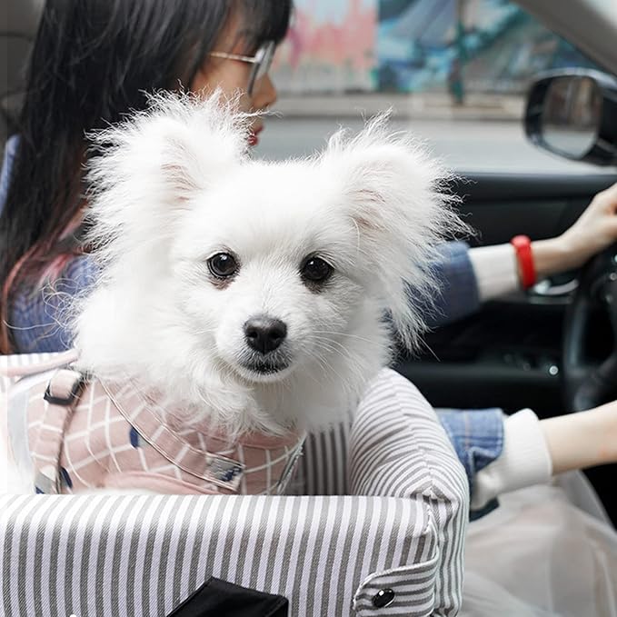 Dog Car Seats for Small Dogs and Cat Up to 10 Lbs,Dog Booster Car Seat ON Car Armrest Center Console Dog Cat Travel Seat Carrier Bed Puppy Console for SUV Secure Safety Seat