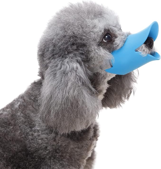 NACOCO Anti Bite Duck Mouth Shape Dog Mouth Covers Anti-Called Muzzle Masks Pet Mouth Set Bite-Proof Silicone Material (Blue, S)