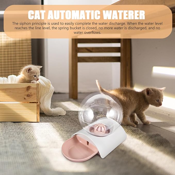 1pc Automatic Pet Water Dispenser Large Capacity Bubble Waterer for Dogs and Cats Material Easy to Clean for Home and Outdoor Use Pink