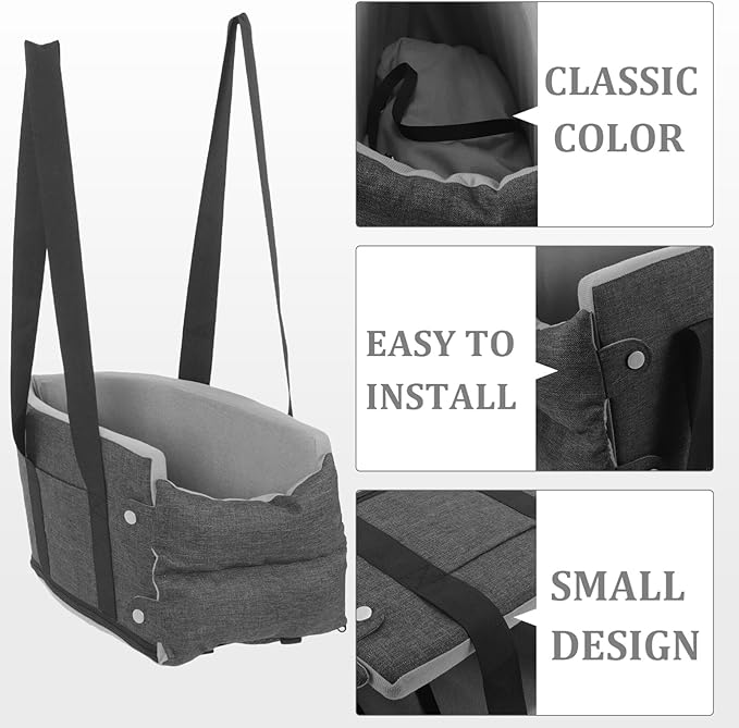Dog Car Seat for Pets Portable Center Console Travel Seat for Dogs and Cats Soft Design for Easy Cleaning Deep Grey
