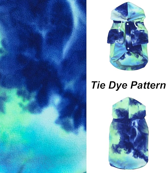 Mklhgty Tie Dye Dog Hoodie, Winter Coat for Small Dogs - Ultra-Soft Adjustable Warm Hood, Breathable Comfort Fabric for Daily Use