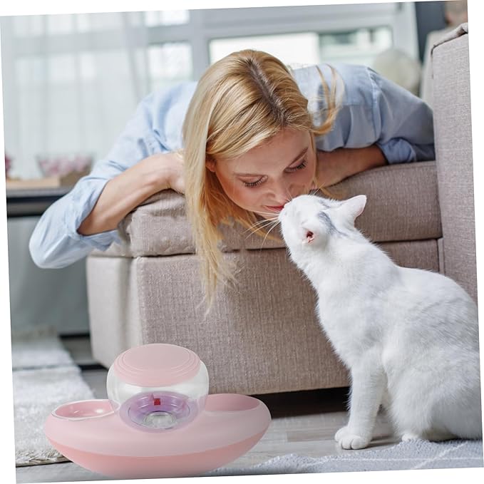 Yardwe 1pc Automatic Cat Drinking Bowl and Food Container Double Bowl Design for Cats and Dogs Tip Easy to Pet Feeder