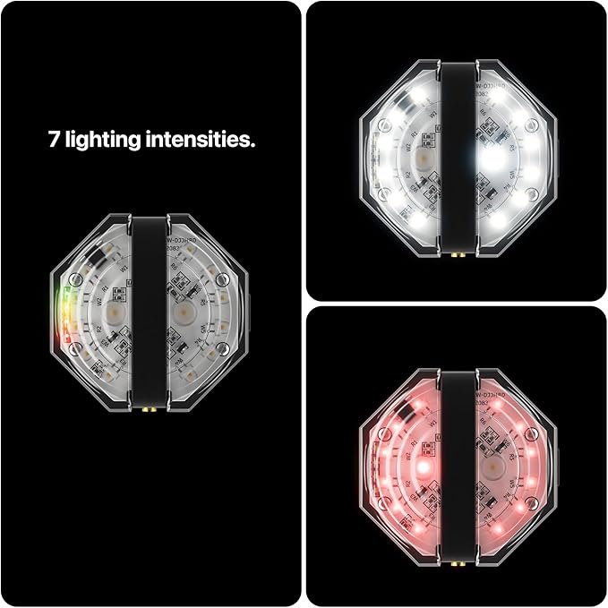 Säker Dog Collar Light - Waterproof Dog Light for Night Walking with Charge Indicator, Rechargeable Magnetic Charger, 7 Lighting Modes with Red & White Blinking. Perfect Safety LED Flashlight