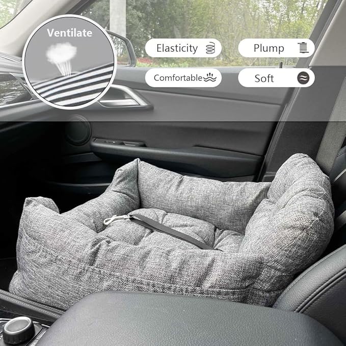 Dog Car Seat, Adjustable Safety Leash Premium Cloth Pet Seat with Comfortable Cotton Fill, for Small Medium Large Dogs Cats Cars SUVs Trucks Home Use (Single)