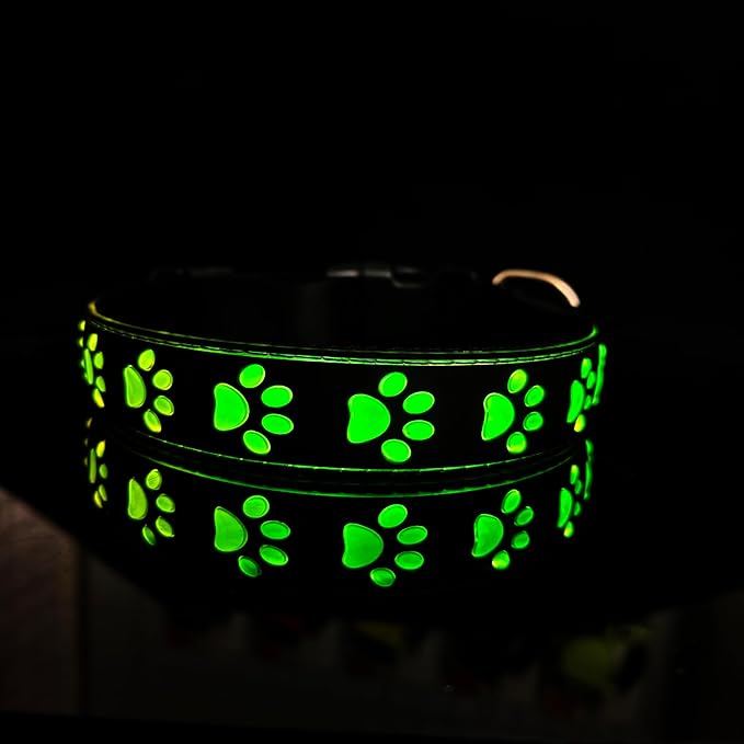 Subversive USB-C led Light up Dog Collar, Subversive 3D Cross Design Comfortable and Soft Material,Multicolored Lighting (PAW-Black, L(19.7-23.6"))