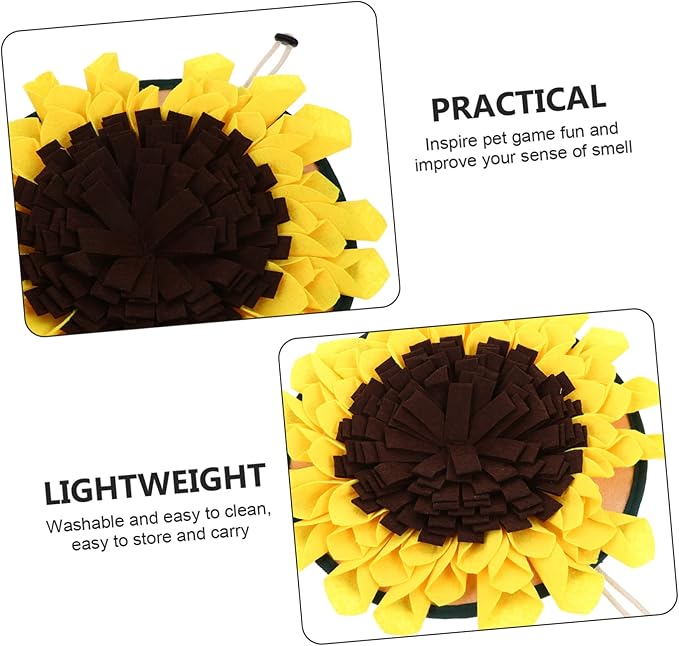 POPETPOP Sunflower Snuffle Mat for Dogs Wear-Resistant PET Feeding Mat Interactive Foraging Training Blanket Decorative Slow Feed Pad for Dogs and Cats Reduces Boredom Indoor Outdoor Use