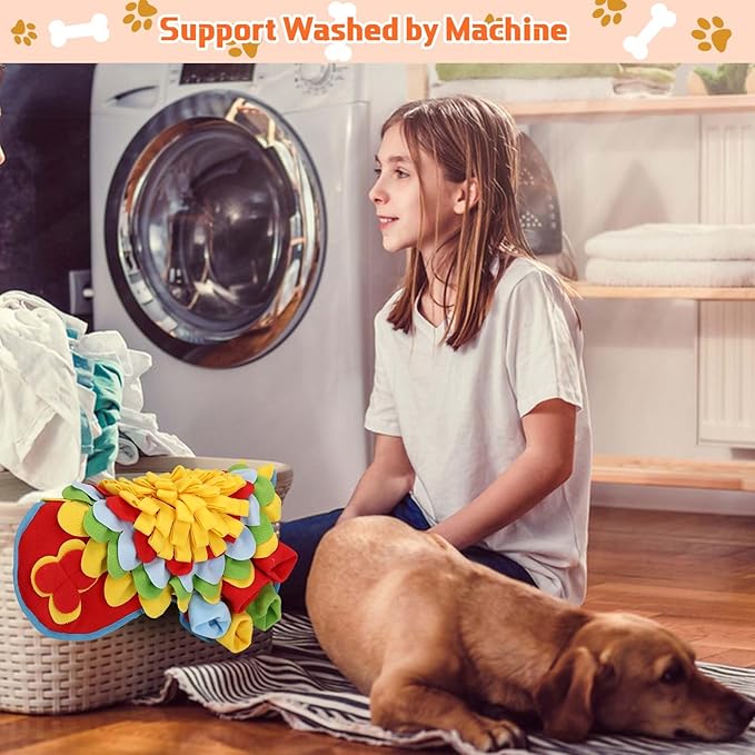 Yummy Sam Snuffle Mat for Small and Medium Dogs, 2 in 1 Portable Interactive Nose Smell Training Sniffing Pad with Puzzle Toys for Boredom Stimulating Slow Eating and Keep Busy (Muilticolor)