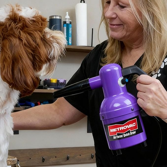 METROVAC Quick Draw Compact Pet Dryer - Pet Hair Remover - Cosmic Purple & Variable Speed
