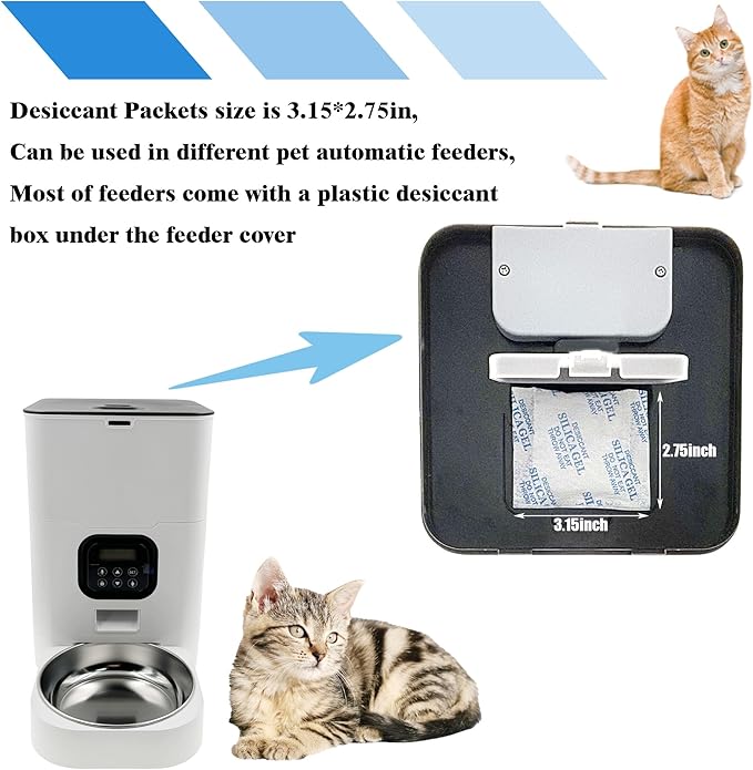 xcivi 6 Pack Pet Food Desiccant Bags for Voluas Automatic Cat Dog Pet Food Feeders Model VL001, VL002, VL003, VL004; Moisture-Proof Bag Desiccant Keep Pets Foods Dry and Fresh