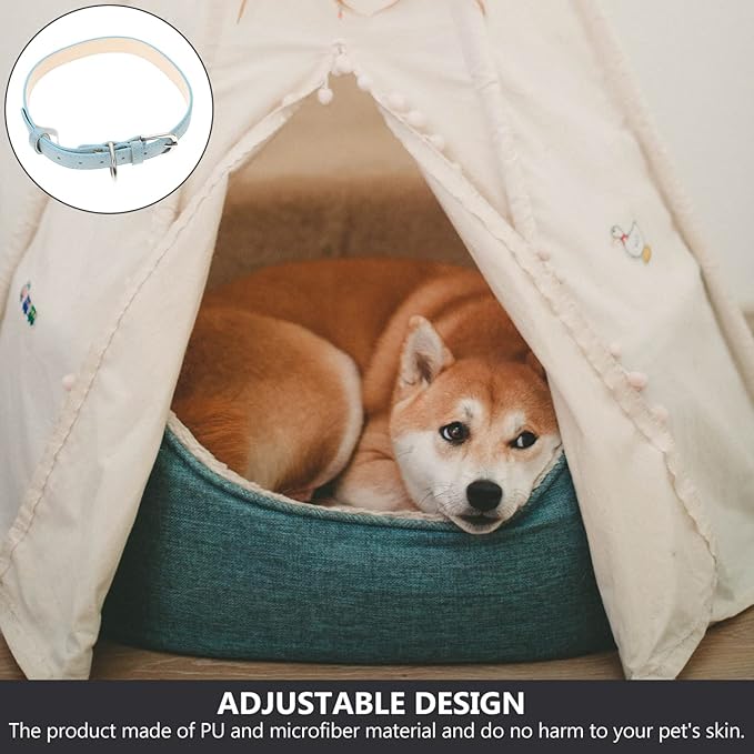 Adjustable Pu Dog Collar Neck Circle for Dogs Comfortable Microfiber Material Stylish Design for Daily Wear and Pet Fashion