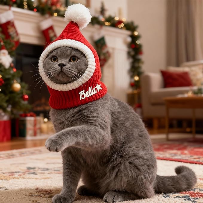 Custom Dogs & Cats Santa Hat, Personalized Santa Cap for Puppy, 2025 Christmas Hats for Dog & Cat, Xmas Party Hat for Small Medium Large Dogs Cats