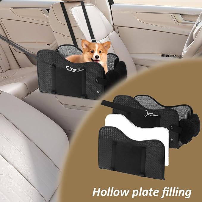 Pet Car Seat - 14lbs Portable Dog Cushion Bed Carrier for Car Travel, Road Trips with Foldable Function, Puppy Stroller Seats for Outdoor Indoor Use, Soft Fabric Gray, Easy Storage