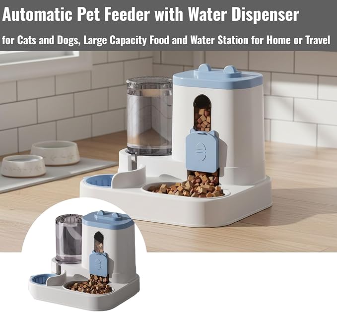 Automatic Pet Feeder with Water Dispenser - Self-Feeding Station for Cats and Dogs, Ideal for Home or Travel Use