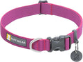 Ruffwear, Hi & Light Dog Collar, Ultralight Quick Release Buckle, Adjustable Trail Running Polyester Collar with Silent ID Attachment, Alpenglow Pink, 11"-14"