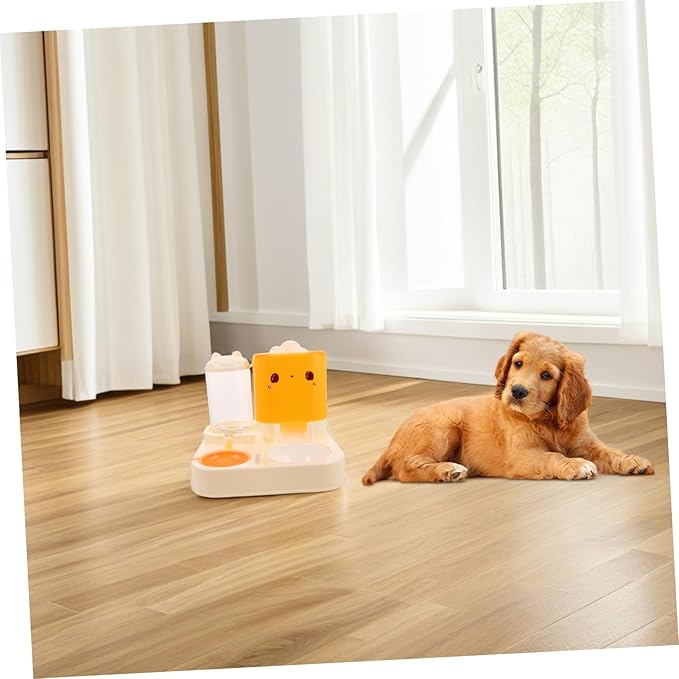 POPETPOP Automatic Double Pet Feeder Integrated Water Dish Space-Saving Design for Cats and Dogs Stable Non- Base for Feeding Easy to Materials