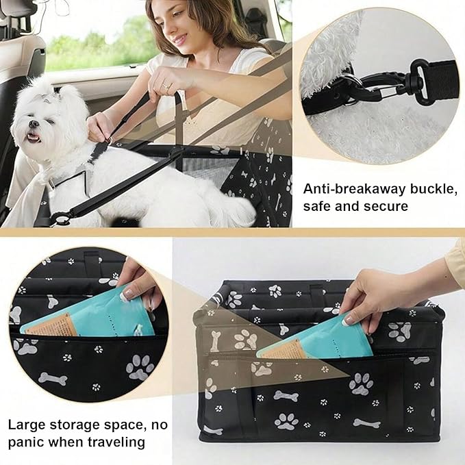 Dog Car Seat - Portable Pet Bag for Cats | Waterproof and Scratch-Proof Dog Car Seat | Pet Booster for Camping Road Trip City Driving Daily Commute Beach Park Family Trips Summer Outdoor Adventure