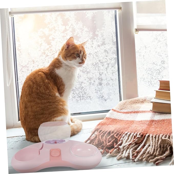 Yardwe 1pc Automatic Cat Drinking Bowl and Food Container Double Bowl Design for Cats and Dogs Tip Easy to Pet Feeder