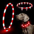 HIGO Light Up Dog Collar, Lightweight Silicone LED Dog Collar, USB Rechargeable Dog Collar Light for Dogs Cats Walking at Night (Red-Silicone)