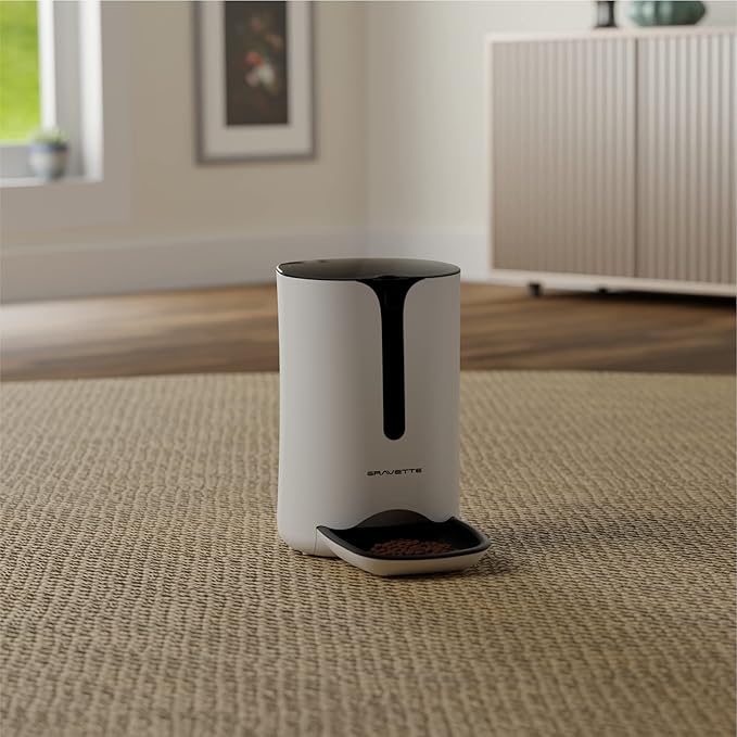 Automatic Pet Feeder for Cats and Dogs, 7L Dry Auto Food Dispenser with Integrated Infrared Sensor, Timed Cat Feeder, Feeding Voice Recorder (White)