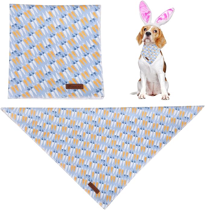 Easter Dog Bandana, Easter Triangle Bid Scarf for Medium Large Dog, Cotton Pet Kerchief for Girl Boy Dogs, Cute Carrot Dog Bandana, Comfortable Easter Dog Bandana