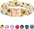 Elegant little tail Dog Collar, Sunflower Pattern Pet Collar Durable Cute Dog Collars Summer Fall Female Pet Gift Adjustable Dog Collar for X-Large Dogs