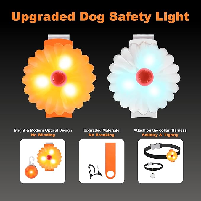 AHJ Dog Collar Light, 2 Pack Dog Safety Lights for Night Walking, USB-C Rechargeable Dog Light Clip-On LED for Kids' Backpacks, Dogs, Runners, Joggers, Cyclists, Camping & Hiking