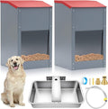 2 Pcs Automatic Dog Feeders for 2 Dogs and 1 Water Dispenser 25 Pound Large Breed Gravity Food Feeder Dispenser 2.2 Gallon Automatic Pet Waterer for Large Breed Cats Pets Livestock Chicken
