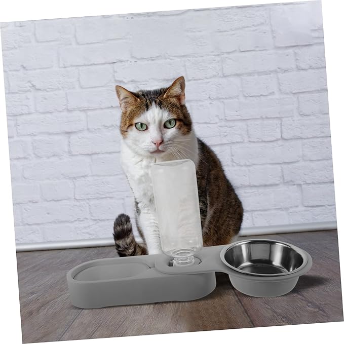 Pet Feeder with Stainless Steel Bowls Rotating Corner Design Automatic Water Dispenser for Dogs and Cats Easy to Clean and Practical Pet Feeding